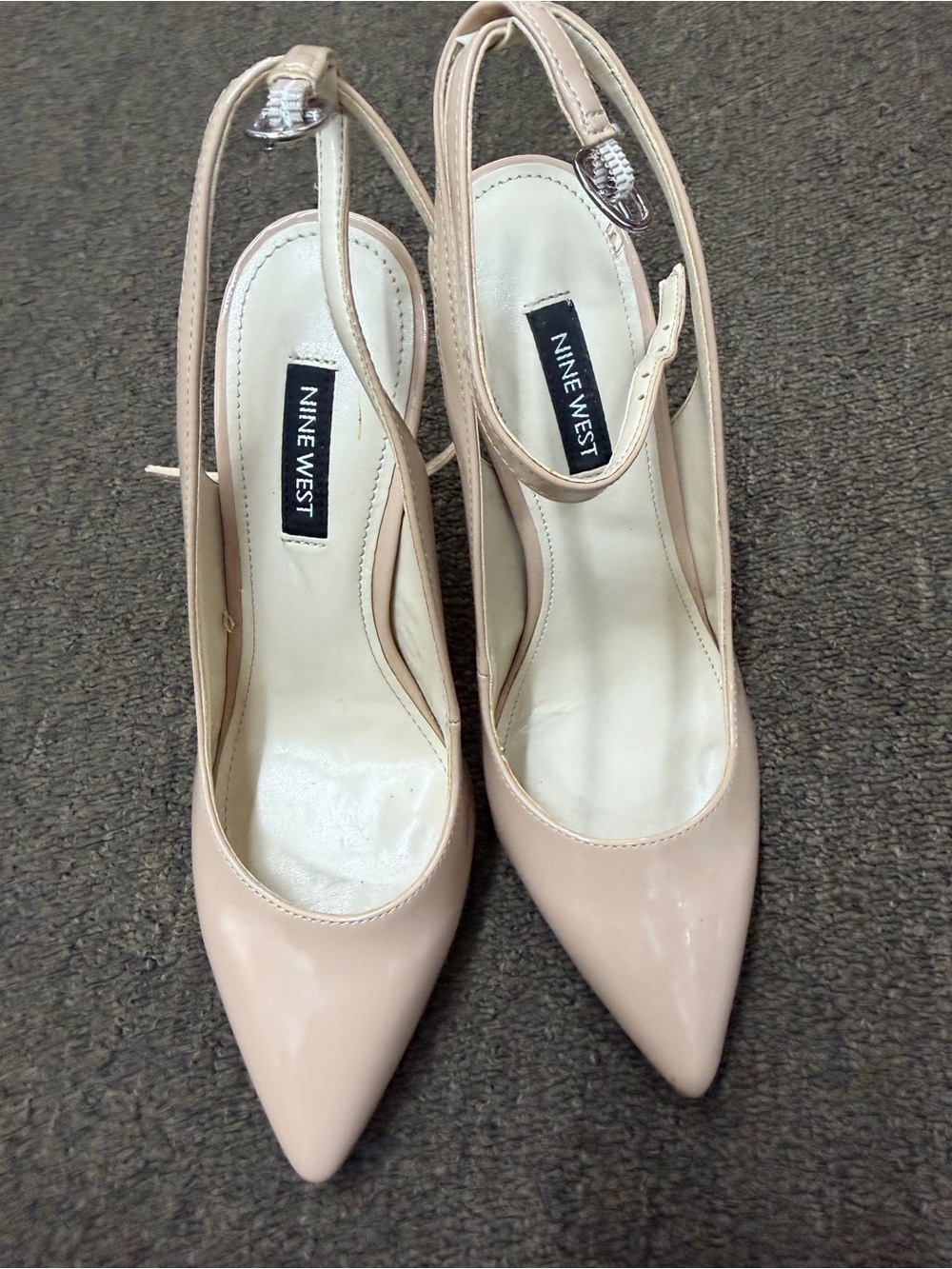 Nine West Blush Patent Pointed-Toe Slingback Heels